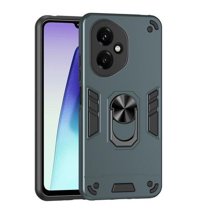 Honor 400 156.5mm Shockproof Metal Ring Holder Phone Case with 360 degrees Rotating Kickstand, Ultra Slim Protective Cover, Raised Camera Guard, PC Silicone Armour Shell, Anti-Scratch Back & Edge Protection
