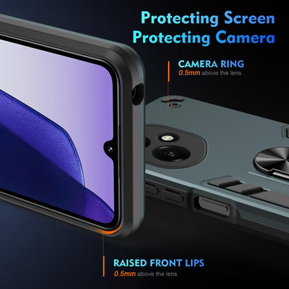 Honor 400 156.5mm Shockproof Metal Ring Holder Phone Case with 360 degrees Rotating Kickstand, Ultra Slim Protective Cover, Raised Camera Guard, PC Silicone Armour Shell, Anti-Scratch Back & Edge Protection