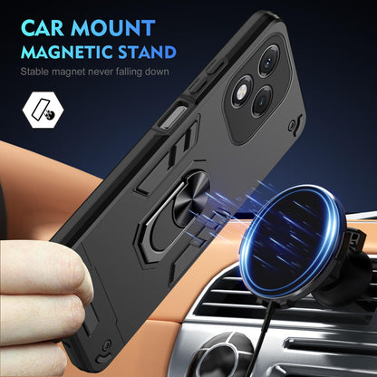 Honor 400 Lite Shockproof Metal Ring Holder Phone Case with 360 degrees Rotating Kickstand, Ultra Slim Protective Cover, Raised Camera Guard, PC Silicone Armour Shell, Anti-Scratch Back & Edge Protection