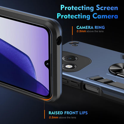 Honor 400 Lite Shockproof Metal Ring Holder Phone Case with 360 degrees Rotating Kickstand, Ultra Slim Protective Cover, Raised Camera Guard, PC Silicone Armour Shell, Anti-Scratch Back & Edge Protection