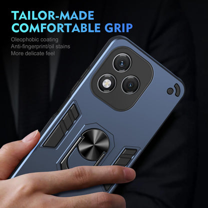 Honor 400 Lite Shockproof Metal Ring Holder Phone Case with 360 degrees Rotating Kickstand, Ultra Slim Protective Cover, Raised Camera Guard, PC Silicone Armour Shell, Anti-Scratch Back & Edge Protection
