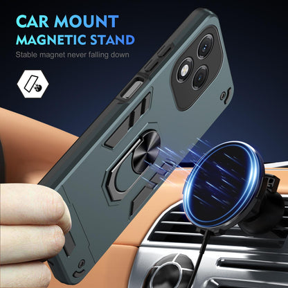Honor 400 Lite Shockproof Metal Ring Holder Phone Case with 360 degrees Rotating Kickstand, Ultra Slim Protective Cover, Raised Camera Guard, PC Silicone Armour Shell, Anti-Scratch Back & Edge Protection