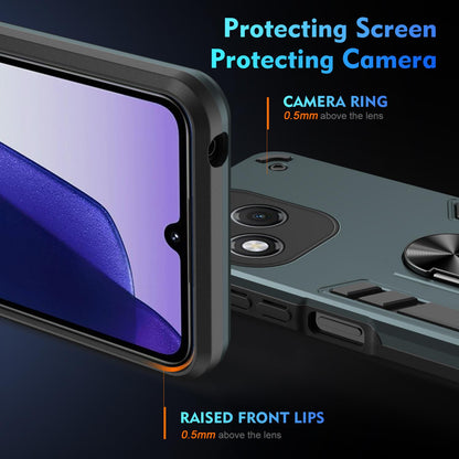 Honor 400 Lite Shockproof Metal Ring Holder Phone Case with 360 degrees Rotating Kickstand, Ultra Slim Protective Cover, Raised Camera Guard, PC Silicone Armour Shell, Anti-Scratch Back & Edge Protection