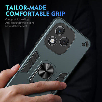 Honor 400 Lite Shockproof Metal Ring Holder Phone Case with 360 degrees Rotating Kickstand, Ultra Slim Protective Cover, Raised Camera Guard, PC Silicone Armour Shell, Anti-Scratch Back & Edge Protection