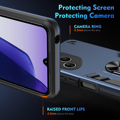 Honor 400 Pro 160.8mm Shockproof Metal Ring Holder Phone Case with 360 degrees Rotating Kickstand, Ultra Slim Protective Cover, Raised Camera Guard, PC Silicone Armour Shell, Anti-Scratch Back & Edge Protection