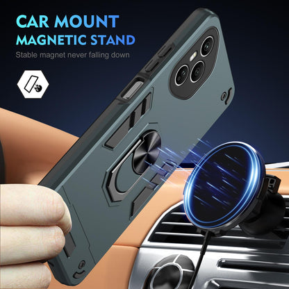 Honor 400 Pro 160.8mm Shockproof Metal Ring Holder Phone Case with 360 degrees Rotating Kickstand, Ultra Slim Protective Cover, Raised Camera Guard, PC Silicone Armour Shell, Anti-Scratch Back & Edge Protection