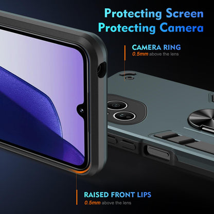 Honor 400 Pro 160.8mm Shockproof Metal Ring Holder Phone Case with 360 degrees Rotating Kickstand, Ultra Slim Protective Cover, Raised Camera Guard, PC Silicone Armour Shell, Anti-Scratch Back & Edge Protection