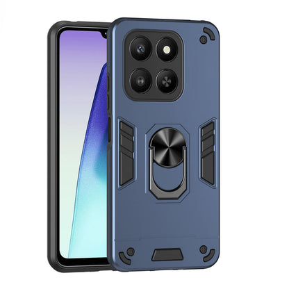 Honor 400 Smart 5G Shockproof Metal Ring Holder Phone Case with 360 degrees Rotating Kickstand, Ultra Slim Protective Cover, Raised Camera Guard, PC Silicone Armour Shell, Anti-Scratch Back & Edge Protection