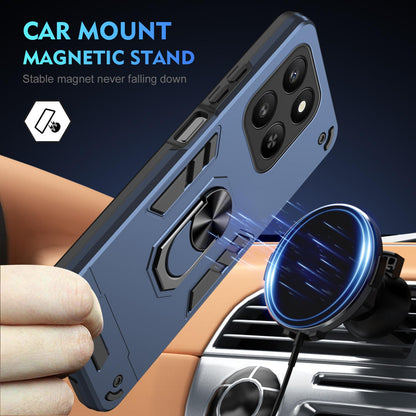 Honor 400 Smart 5G Shockproof Metal Ring Holder Phone Case with 360 degrees Rotating Kickstand, Ultra Slim Protective Cover, Raised Camera Guard, PC Silicone Armour Shell, Anti-Scratch Back & Edge Protection