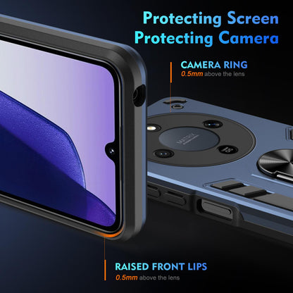 Honor X9d Shockproof Metal Ring Holder Phone Case with 360 degrees Rotating Kickstand, Ultra Slim Protective Cover, Raised Camera Guard, PC Silicone Armour Shell, Anti-Scratch Back & Edge Protection