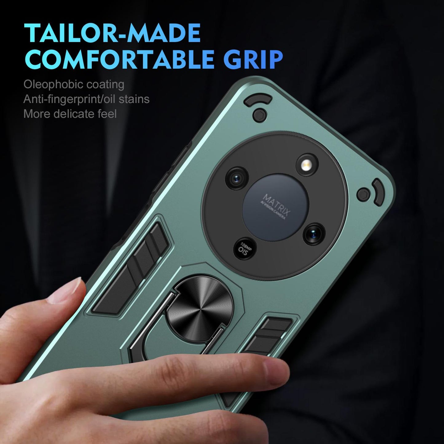 Honor X9d Shockproof Metal Ring Holder Phone Case with 360 degrees Rotating Kickstand, Ultra Slim Protective Cover, Raised Camera Guard, PC Silicone Armour Shell, Anti-Scratch Back & Edge Protection