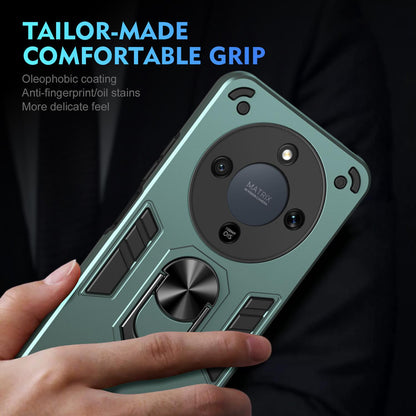 Honor X9d Shockproof Metal Ring Holder Phone Case with 360 degrees Rotating Kickstand, Ultra Slim Protective Cover, Raised Camera Guard, PC Silicone Armour Shell, Anti-Scratch Back & Edge Protection