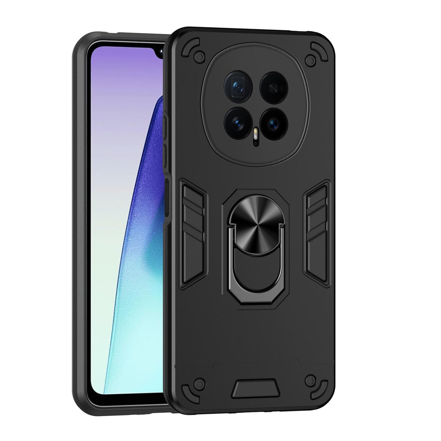 Honor Magic8 Shockproof Metal Ring Holder Phone Case with 360 degrees Rotating Kickstand, Ultra Slim Protective Cover, Raised Camera Guard, PC Silicone Armour Shell, Anti-Scratch Back & Edge Protection