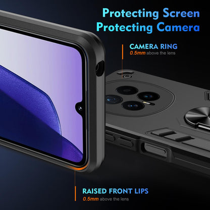 Honor Magic8 Shockproof Metal Ring Holder Phone Case with 360 degrees Rotating Kickstand, Ultra Slim Protective Cover, Raised Camera Guard, PC Silicone Armour Shell, Anti-Scratch Back & Edge Protection