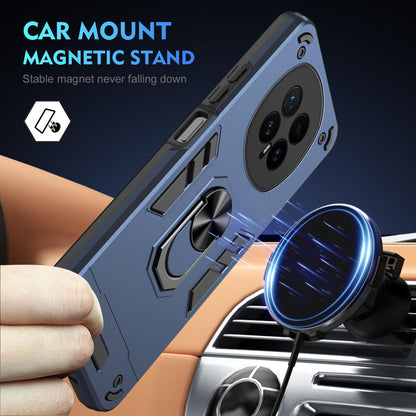 Honor Magic8 Shockproof Metal Ring Holder Phone Case with 360 degrees Rotating Kickstand, Ultra Slim Protective Cover, Raised Camera Guard, PC Silicone Armour Shell, Anti-Scratch Back & Edge Protection