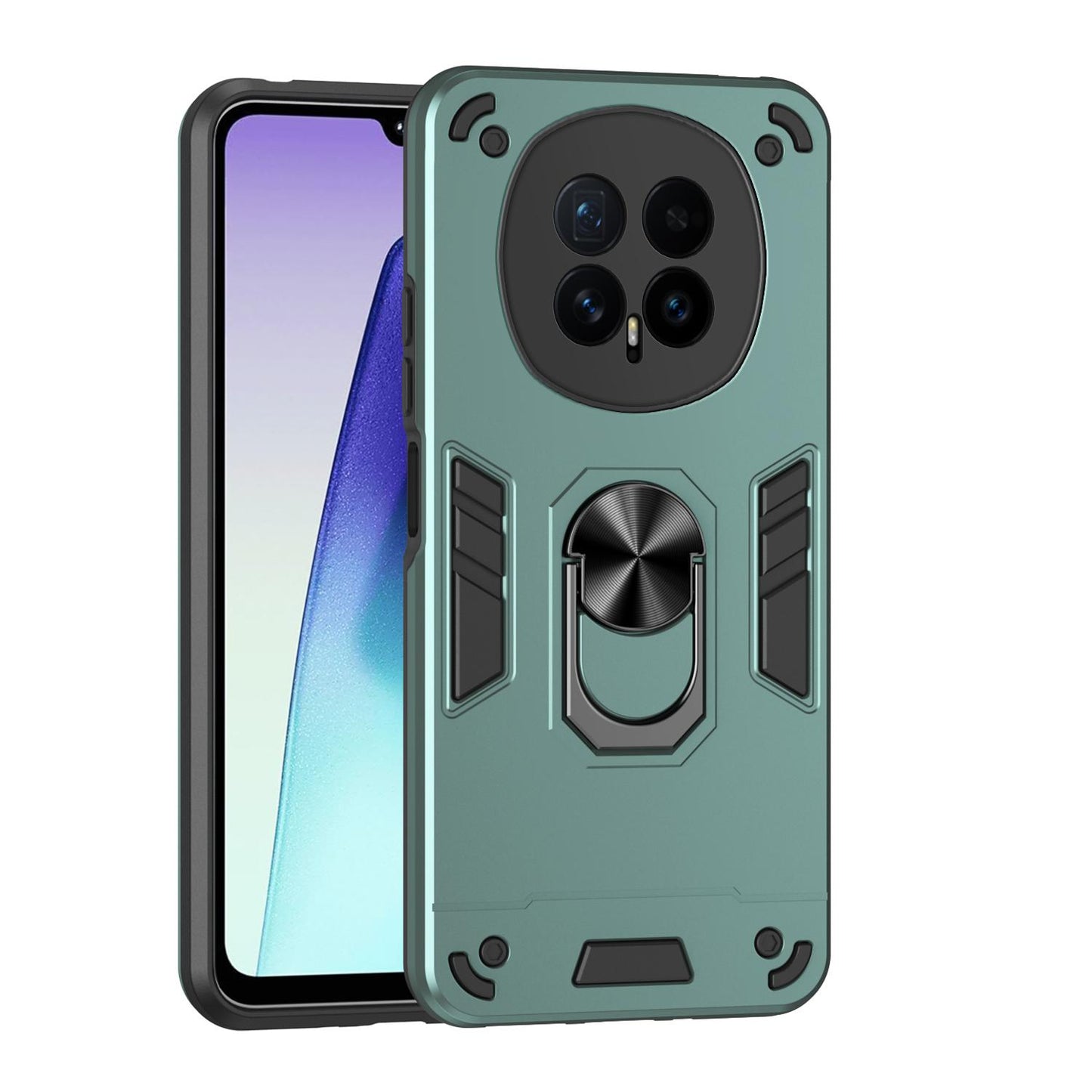 Honor Magic8 Shockproof Metal Ring Holder Phone Case with 360 degrees Rotating Kickstand, Ultra Slim Protective Cover, Raised Camera Guard, PC Silicone Armour Shell, Anti-Scratch Back & Edge Protection