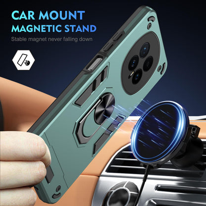 Honor Magic8 Shockproof Metal Ring Holder Phone Case with 360 degrees Rotating Kickstand, Ultra Slim Protective Cover, Raised Camera Guard, PC Silicone Armour Shell, Anti-Scratch Back & Edge Protection