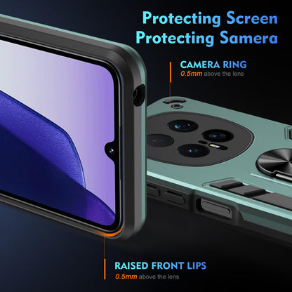 Honor Magic8 Pro Shockproof Metal Ring Holder Phone Case with 360 degrees Rotating Kickstand, Ultra Slim Protective Cover, Raised Camera Guard, PC Silicone Armour Shell, Anti-Scratch Back & Edge Protection