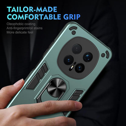 Honor Magic8 Pro Shockproof Metal Ring Holder Phone Case with 360 degrees Rotating Kickstand, Ultra Slim Protective Cover, Raised Camera Guard, PC Silicone Armour Shell, Anti-Scratch Back & Edge Protection