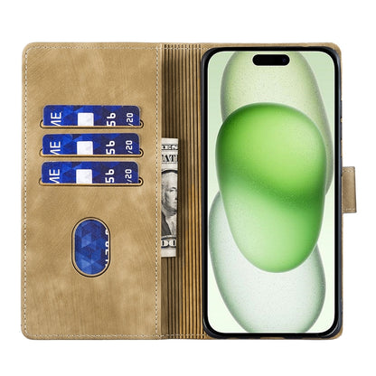 iPhone 15 Plus Pen Heart Cat Embossed Leather Phone Case with Wear-Resistant TPU+PU, Lightweight Wallet Stand Function, and Precise Cutouts for Ultimate Protection