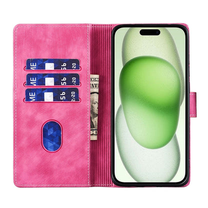 iPhone 15 Plus Pen Heart Cat Embossed Leather Phone Case with Wear-Resistant TPU+PU, Lightweight Wallet Stand Function, and Precise Cutouts for Ultimate Protection