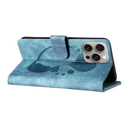 iPhone 14 Pro Max Pen Heart Cat Embossed Leather Phone Case with Wear-Resistant TPU+PU, Lightweight Wallet Stand Function, and Precise Cutouts for Ultimate Protection