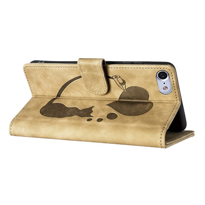 iPhone 7 Pen Heart Cat Embossed Leather Phone Case with Wear-Resistant TPU+PU, Lightweight Wallet Stand Function, and Precise Cutouts for Ultimate Protection