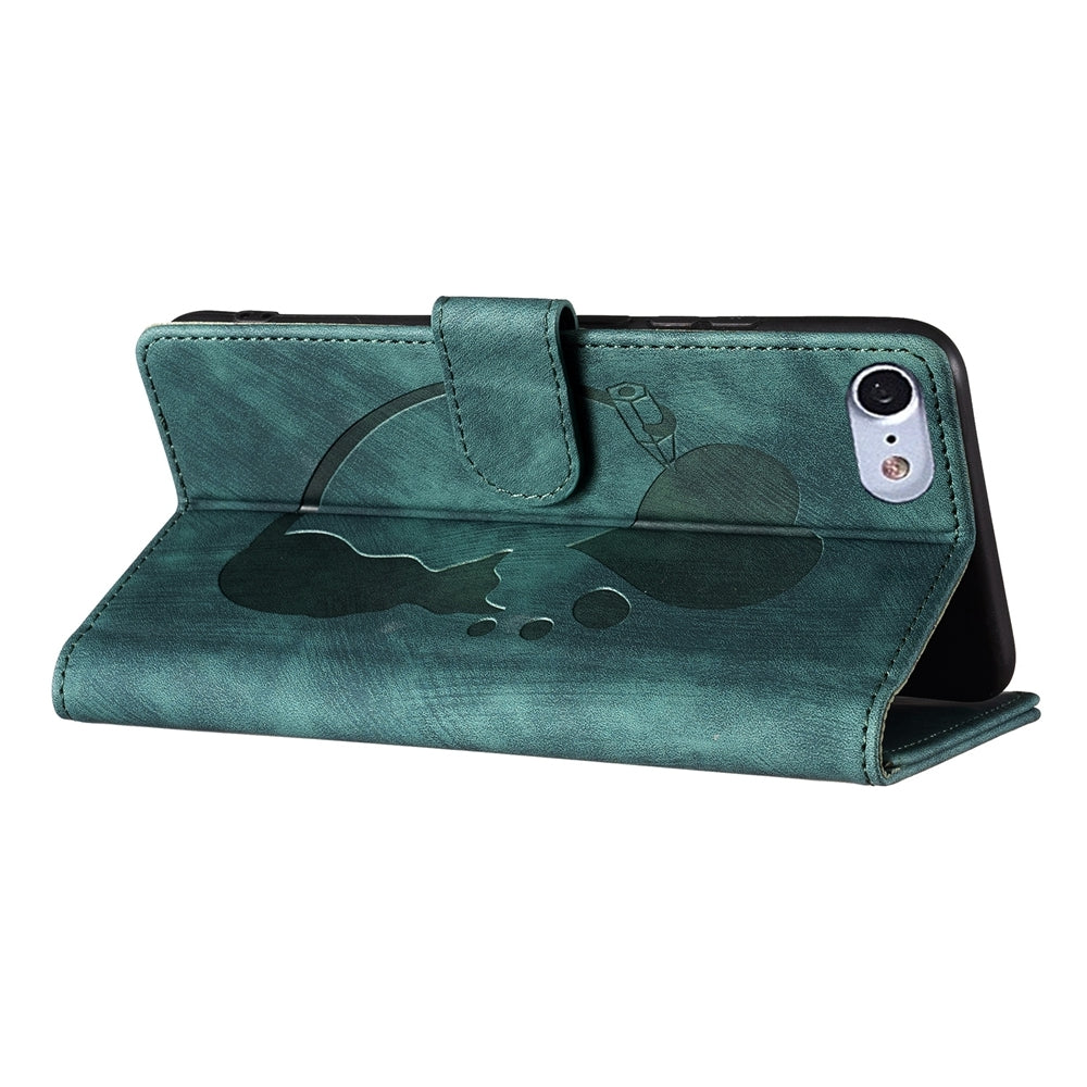 iPhone 8 Pen Heart Cat Embossed Leather Phone Case with Wear-Resistant TPU+PU, Lightweight Wallet Stand Function, and Precise Cutouts for Ultimate Protection