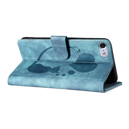 iPhone SE 2022 Pen Heart Cat Embossed Leather Phone Case with Wear-Resistant TPU+PU, Lightweight Wallet Stand Function, and Precise Cutouts for Ultimate Protection