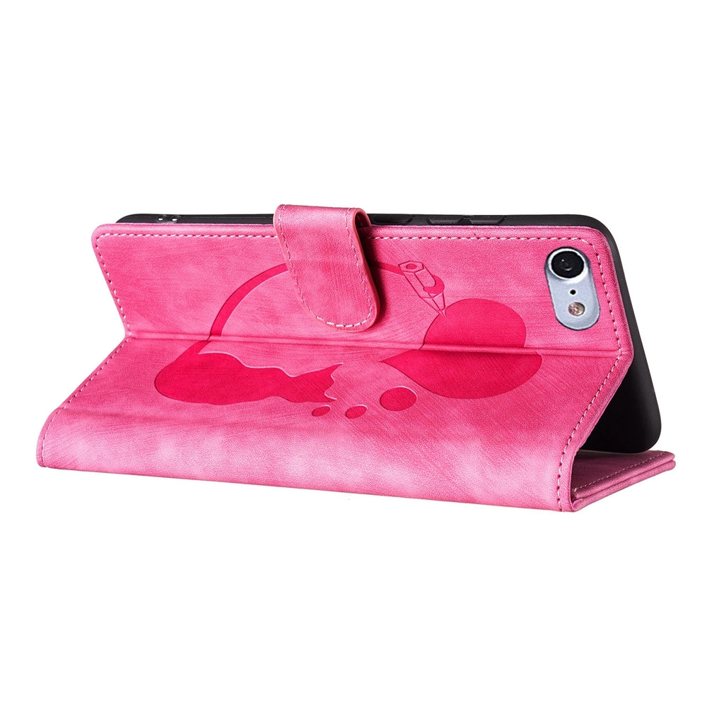 iPhone 8 Pen Heart Cat Embossed Leather Phone Case with Wear-Resistant TPU+PU, Lightweight Wallet Stand Function, and Precise Cutouts for Ultimate Protection