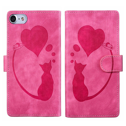 iPhone 8 Pen Heart Cat Embossed Leather Phone Case with Wear-Resistant TPU+PU, Lightweight Wallet Stand Function, and Precise Cutouts for Ultimate Protection