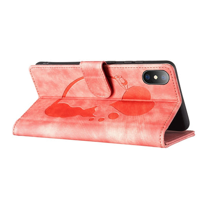 iPhone X Pen Heart Cat Embossed Leather Phone Case with Wear-Resistant TPU+PU, Lightweight Wallet Stand Function, and Precise Cutouts for Ultimate Protection