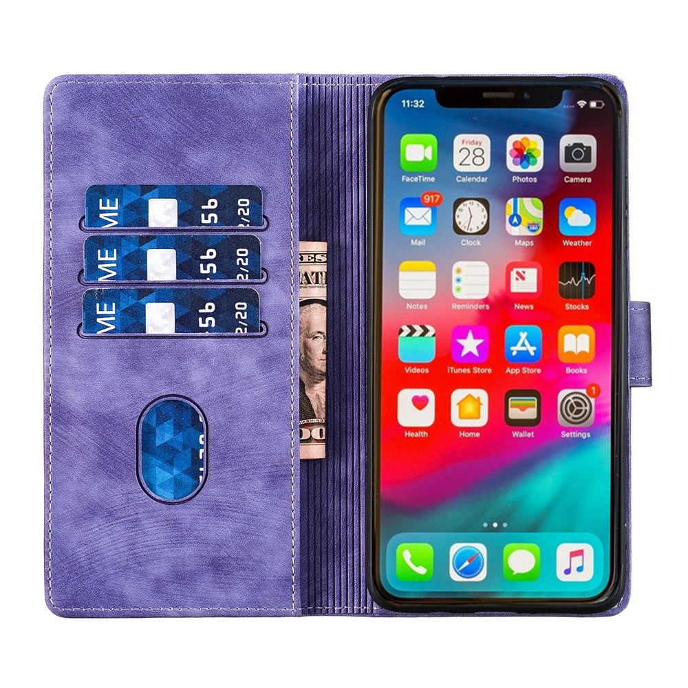 iPhone XS Pen Heart Cat Embossed Leather Phone Case with Wear-Resistant TPU+PU, Lightweight Wallet Stand Function, and Precise Cutouts for Ultimate Protection