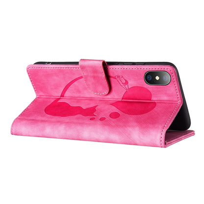 iPhone XS Pen Heart Cat Embossed Leather Phone Case with Wear-Resistant TPU+PU, Lightweight Wallet Stand Function, and Precise Cutouts for Ultimate Protection