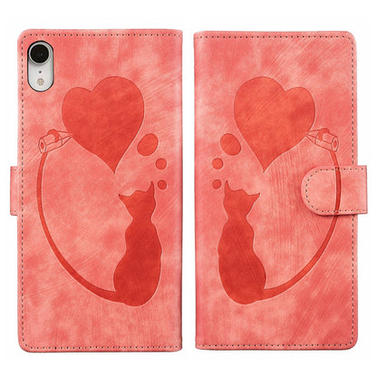 iPhone XR Pen Heart Cat Embossed Leather Phone Case with Wear-Resistant TPU+PU, Lightweight Wallet Stand Function, and Precise Cutouts for Ultimate Protection
