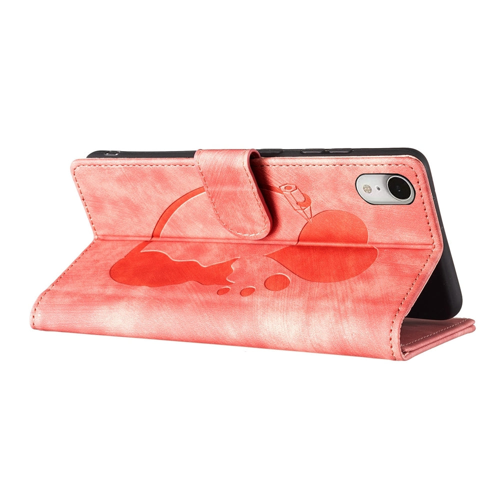 iPhone XR Pen Heart Cat Embossed Leather Phone Case with Wear-Resistant TPU+PU, Lightweight Wallet Stand Function, and Precise Cutouts for Ultimate Protection