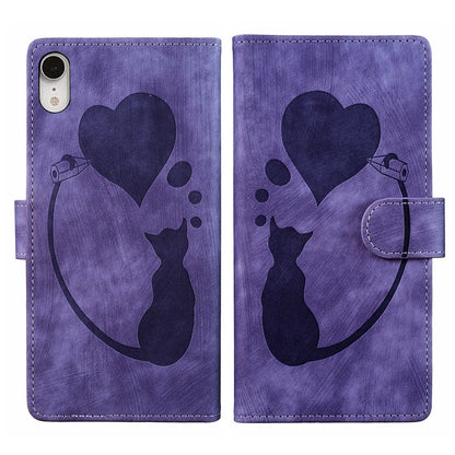 iPhone XR Pen Heart Cat Embossed Leather Phone Case with Wear-Resistant TPU+PU, Lightweight Wallet Stand Function, and Precise Cutouts for Ultimate Protection