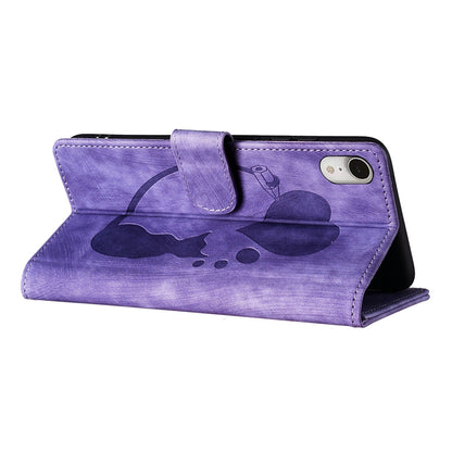 iPhone XR Pen Heart Cat Embossed Leather Phone Case with Wear-Resistant TPU+PU, Lightweight Wallet Stand Function, and Precise Cutouts for Ultimate Protection