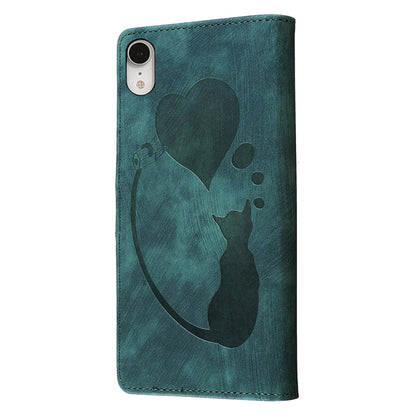 iPhone XR Pen Heart Cat Embossed Leather Phone Case with Wear-Resistant TPU+PU, Lightweight Wallet Stand Function, and Precise Cutouts for Ultimate Protection