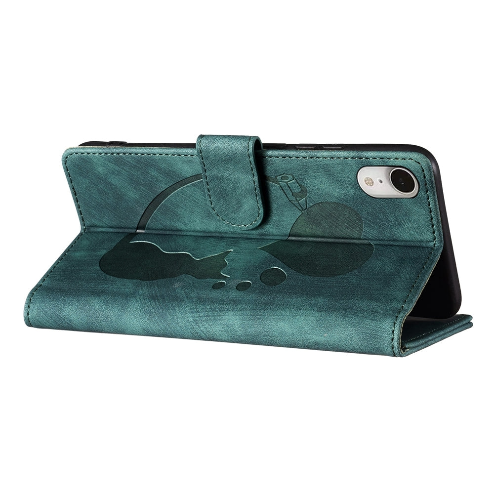 iPhone XR Pen Heart Cat Embossed Leather Phone Case with Wear-Resistant TPU+PU, Lightweight Wallet Stand Function, and Precise Cutouts for Ultimate Protection