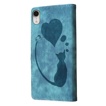 iPhone XR Pen Heart Cat Embossed Leather Phone Case with Wear-Resistant TPU+PU, Lightweight Wallet Stand Function, and Precise Cutouts for Ultimate Protection
