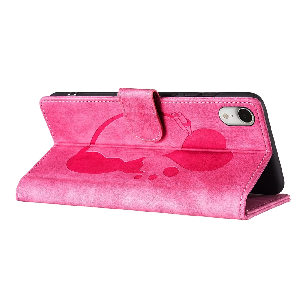 iPhone XR Pen Heart Cat Embossed Leather Phone Case with Wear-Resistant TPU+PU, Lightweight Wallet Stand Function, and Precise Cutouts for Ultimate Protection