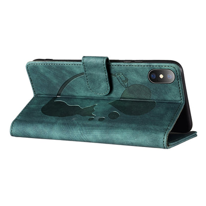 iPhone XS Max Pen Heart Cat Embossed Leather Phone Case with Wear-Resistant TPU+PU, Lightweight Wallet Stand Function, and Precise Cutouts for Ultimate Protection