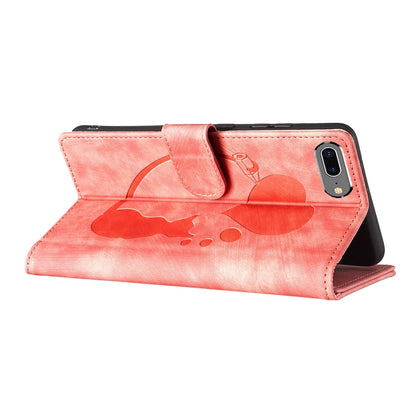 iPhone 8 Plus Pen Heart Cat Embossed Leather Phone Case with Wear-Resistant TPU+PU, Lightweight Wallet Stand Function, and Precise Cutouts for Ultimate Protection