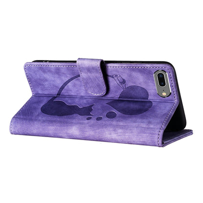 iPhone 8 Plus Pen Heart Cat Embossed Leather Phone Case with Wear-Resistant TPU+PU, Lightweight Wallet Stand Function, and Precise Cutouts for Ultimate Protection