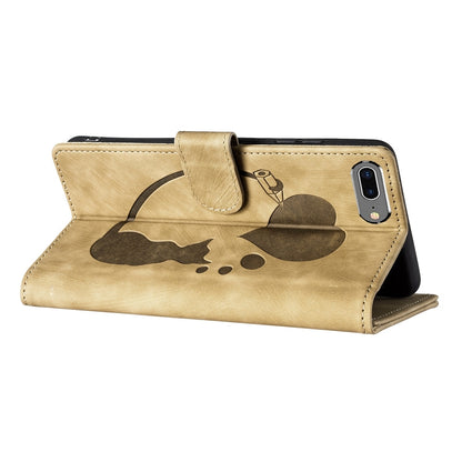 iPhone 8 Plus Pen Heart Cat Embossed Leather Phone Case with Wear-Resistant TPU+PU, Lightweight Wallet Stand Function, and Precise Cutouts for Ultimate Protection