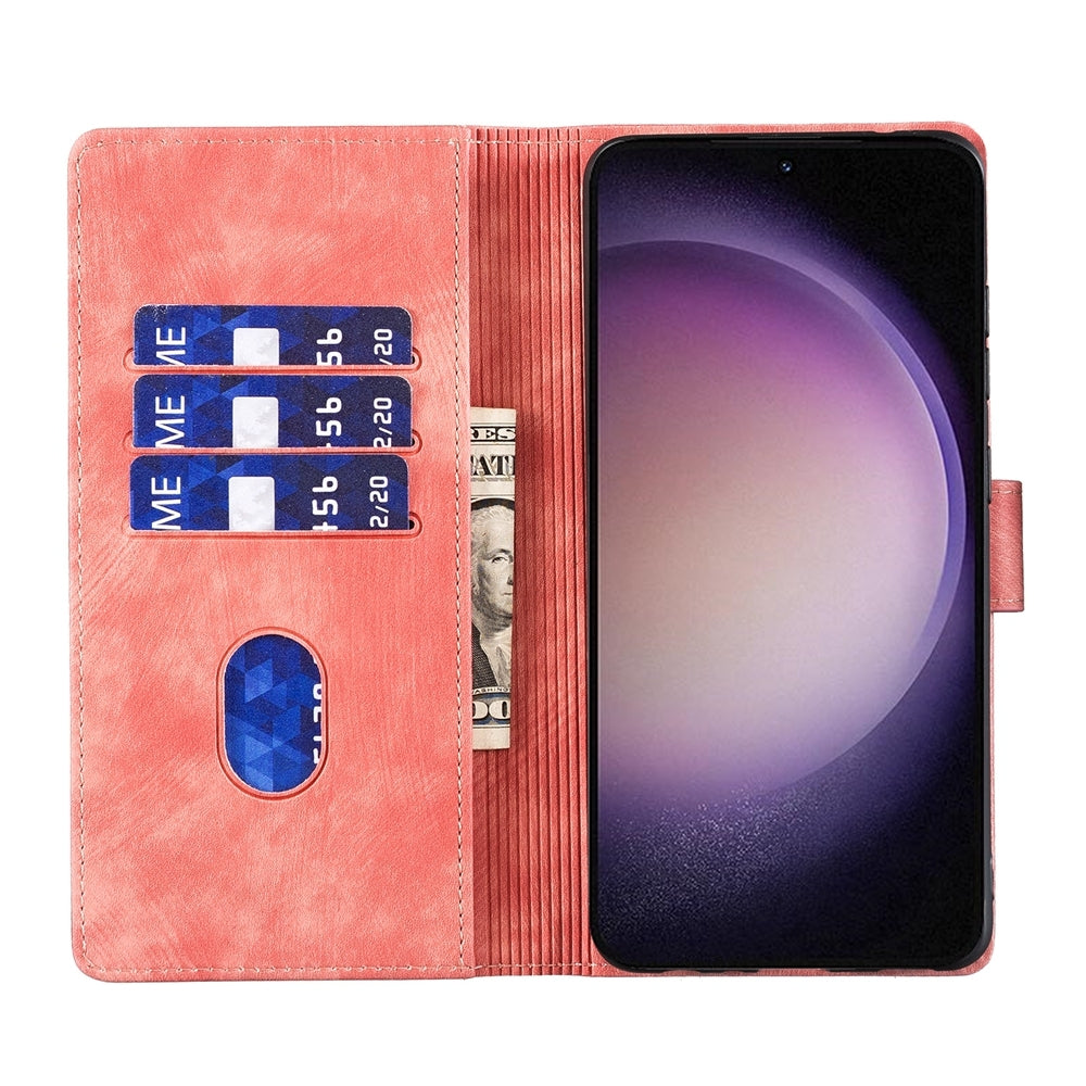 Samsung Galaxy S23 5G Pen Heart Cat Embossed Leather Phone Case with Wear-Resistant TPU+PU, Lightweight Wallet Stand Function, and Precise Cutouts for Ultimate Protection