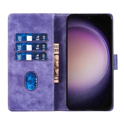 Samsung Galaxy S23 5G Pen Heart Cat Embossed Leather Phone Case with Wear-Resistant TPU+PU, Lightweight Wallet Stand Function, and Precise Cutouts for Ultimate Protection