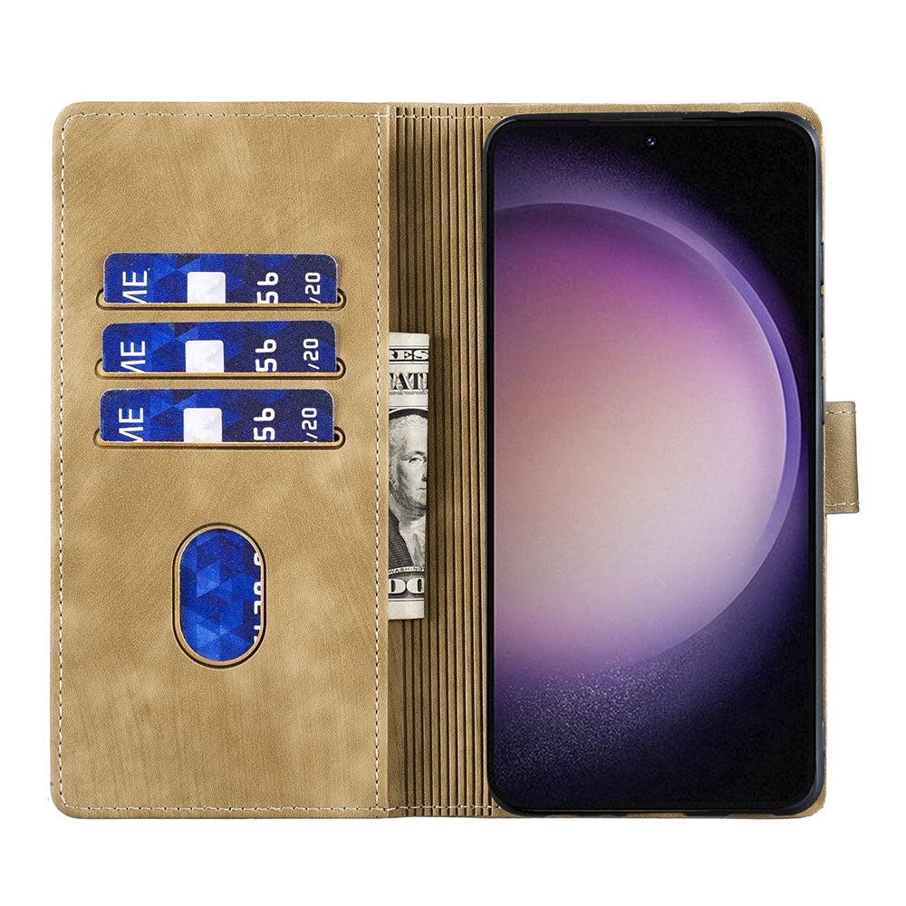 Samsung Galaxy S23 5G Pen Heart Cat Embossed Leather Phone Case with Wear-Resistant TPU+PU, Lightweight Wallet Stand Function, and Precise Cutouts for Ultimate Protection