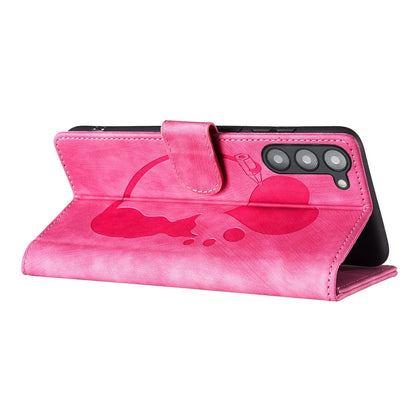 Samsung Galaxy S23 5G Pen Heart Cat Embossed Leather Phone Case with Wear-Resistant TPU+PU, Lightweight Wallet Stand Function, and Precise Cutouts for Ultimate Protection